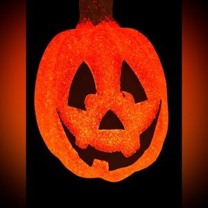 Vintage Halloween Pumpkin Jack O Lantern Light Melted Popcorn Plastic 10 inches